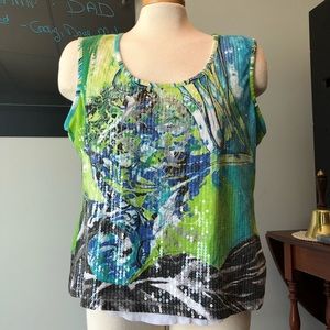Tribal Sleeveless Top Sequin Tank